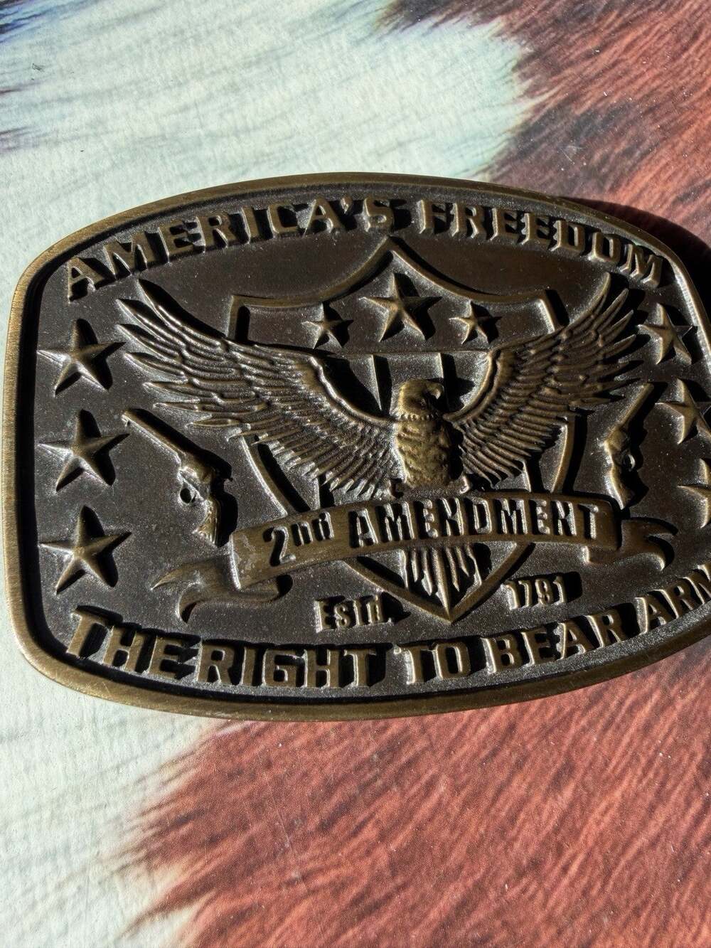 Montana Silversmiths 2nd Amendment America Freedom Belt Buckle Right To Bear Arm